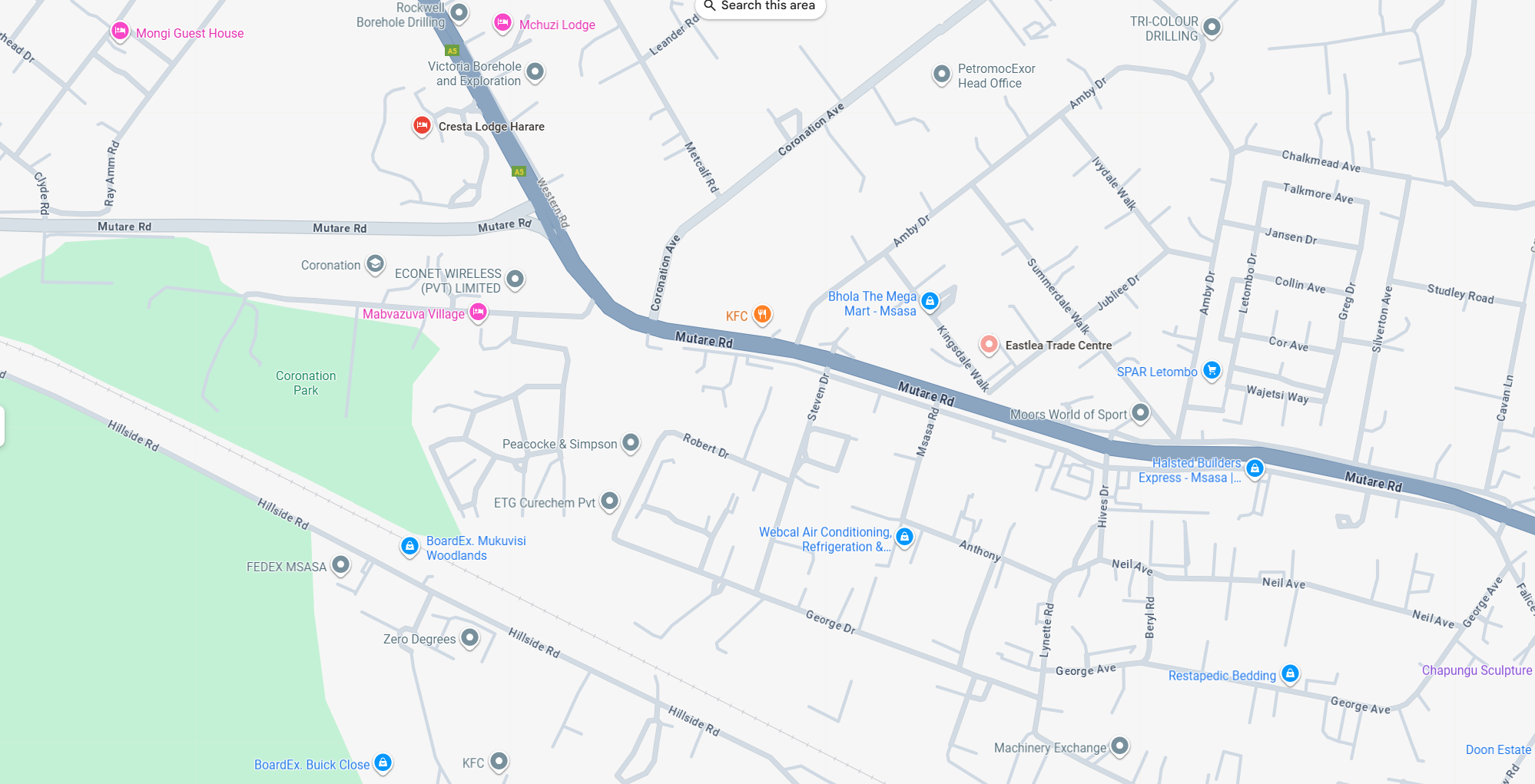 Map showing 04 Auld Crescent, Eastlea, Harare